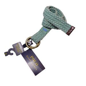 NWT Polo Ralph Lauren Men's Braided Cotton Belt Sz S Mint O-ring Brass Buckle